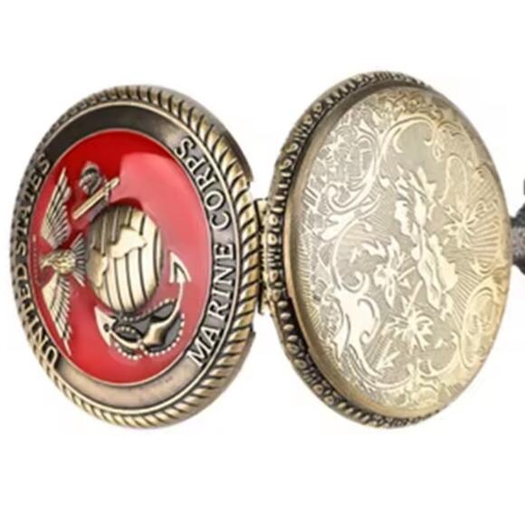 United States Marine Corps Pocket Watch USMC Men's Christmas Birthday Gift NEW - Picture 4 of 7